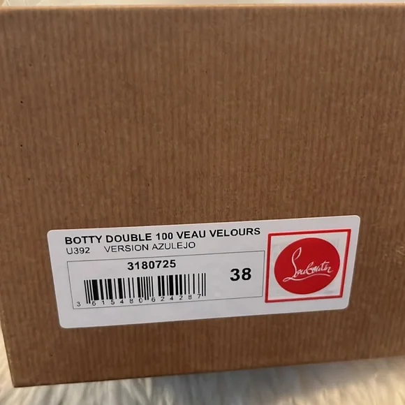 Louboutin Botty Doubke 100 veau velours azulejo 38 Barbie boots - Picture 10 of 11